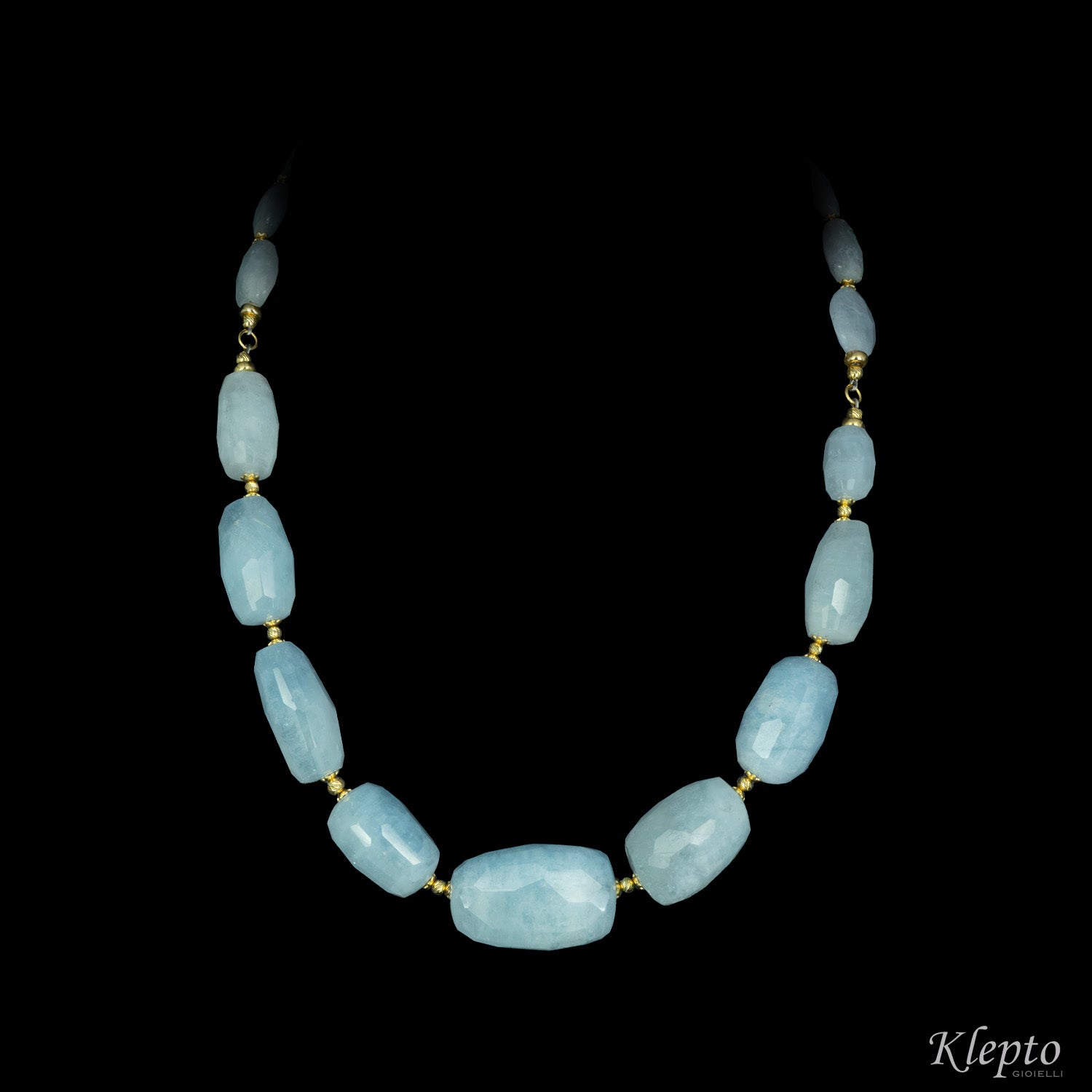 Collana in oro giallo con Acquamarina grezza