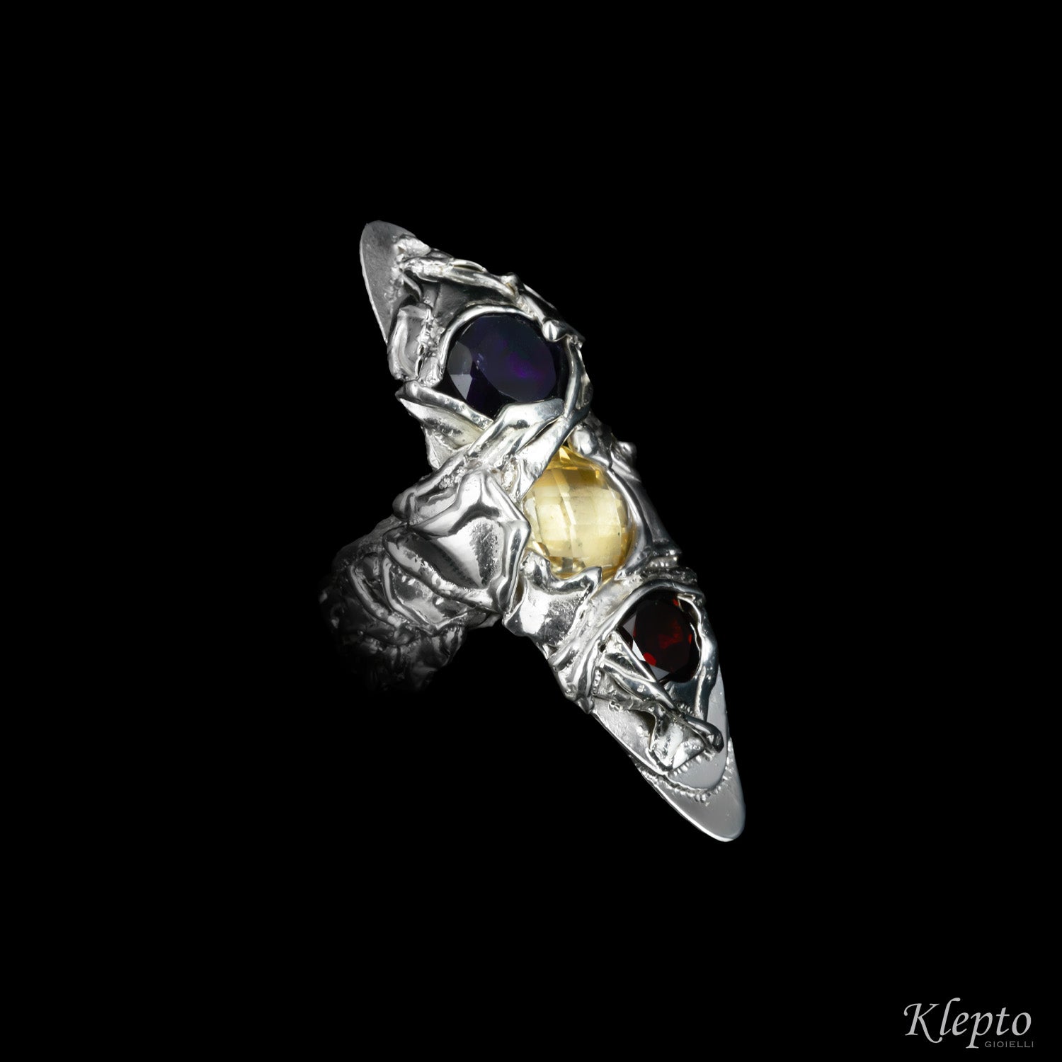 Anello in Argento Silnova® con Ametista, Citrino e Granato