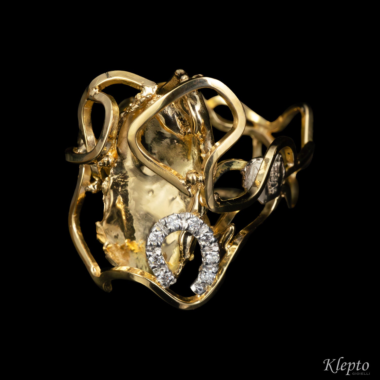 Anello in oro giallo e bianco "EleKtro" con Diamanti