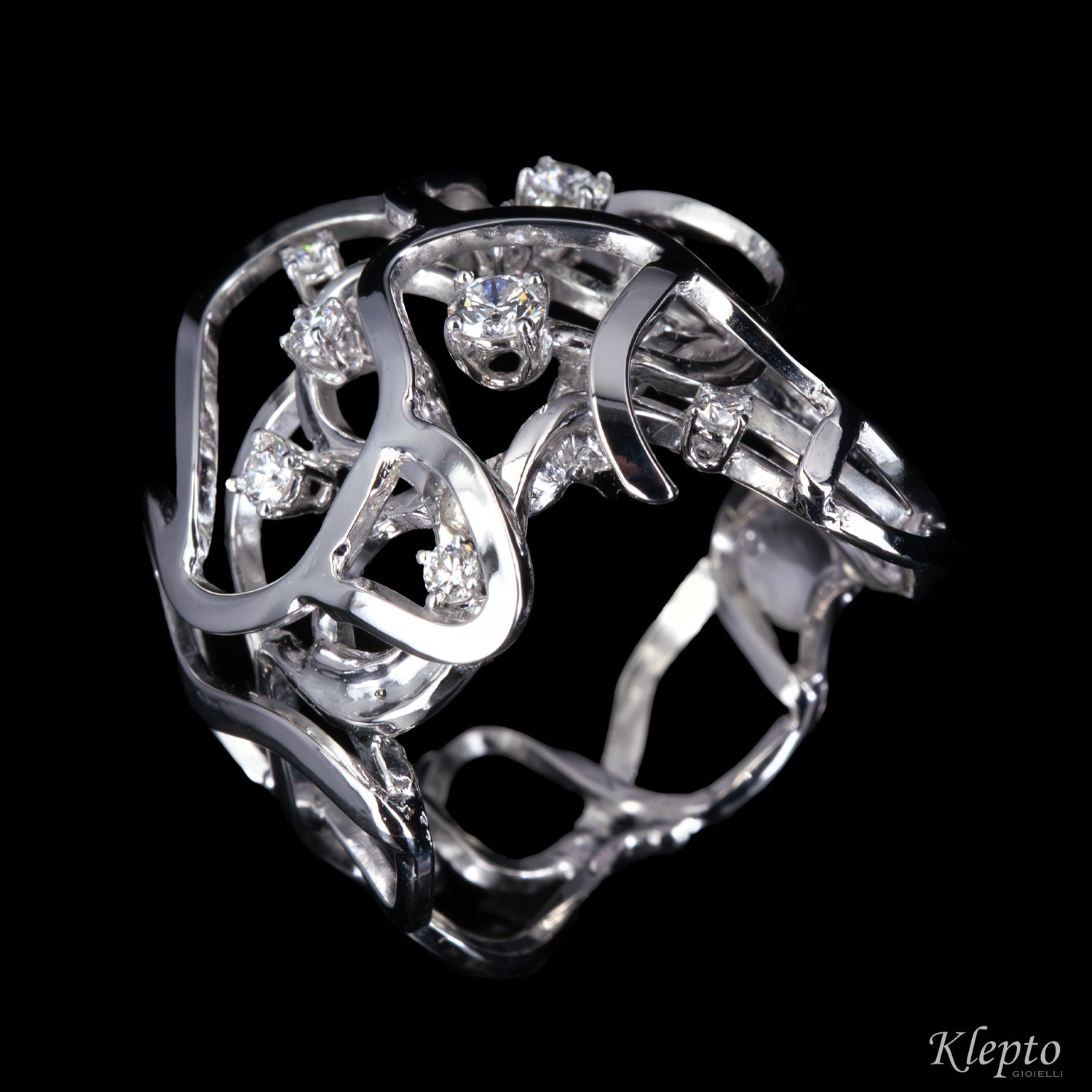 Anello in oro bianco "Origini" con Diamanti