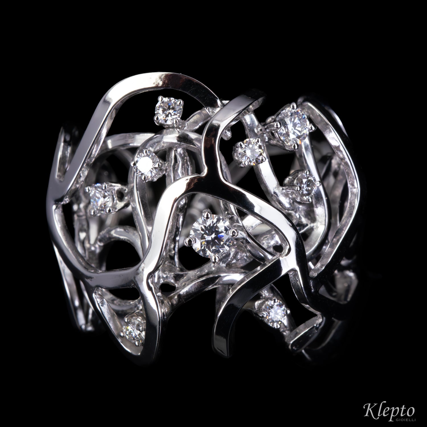 Anello in oro bianco "Origini" con Diamanti