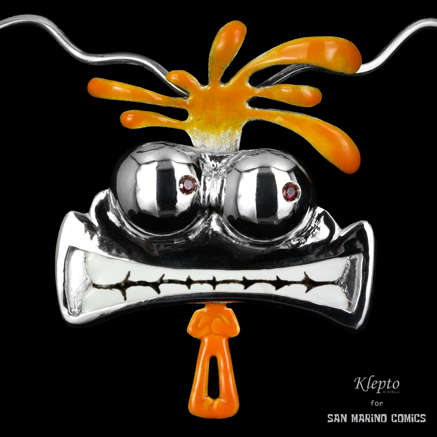 Pendente in Argento Silnova® "Anselmo" con Rodoliti e dettagli smaltati