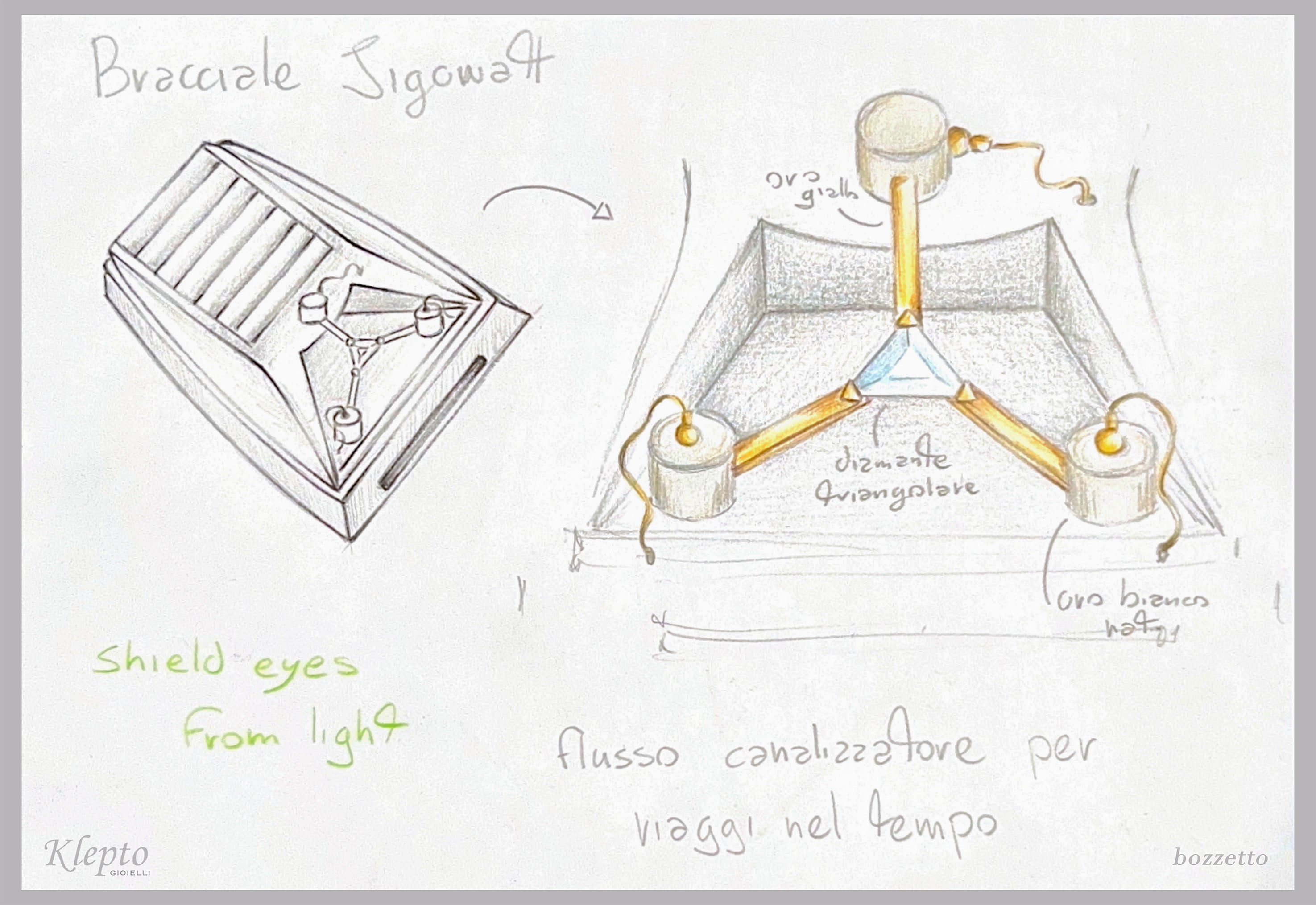 Bracciale in Argento Silnova® "Jigowatt" con Diamante trigonal e oro giallo