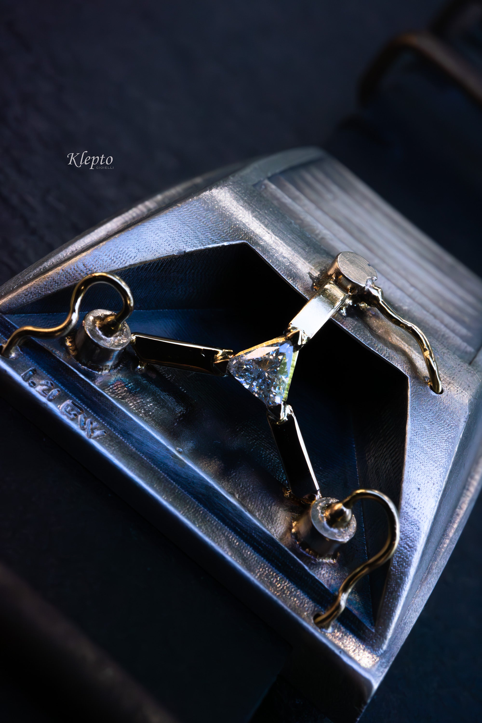 Bracciale in Argento Silnova® "Jigowatt" con Diamante trigonal e oro giallo