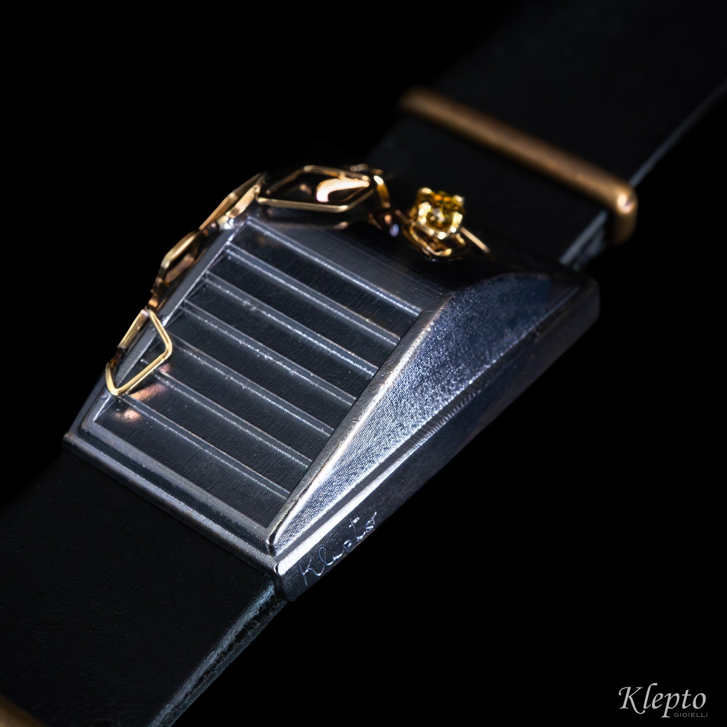 Bracciale in Argento Silnova® "Paradox" con Diamante fancy e oro giallo