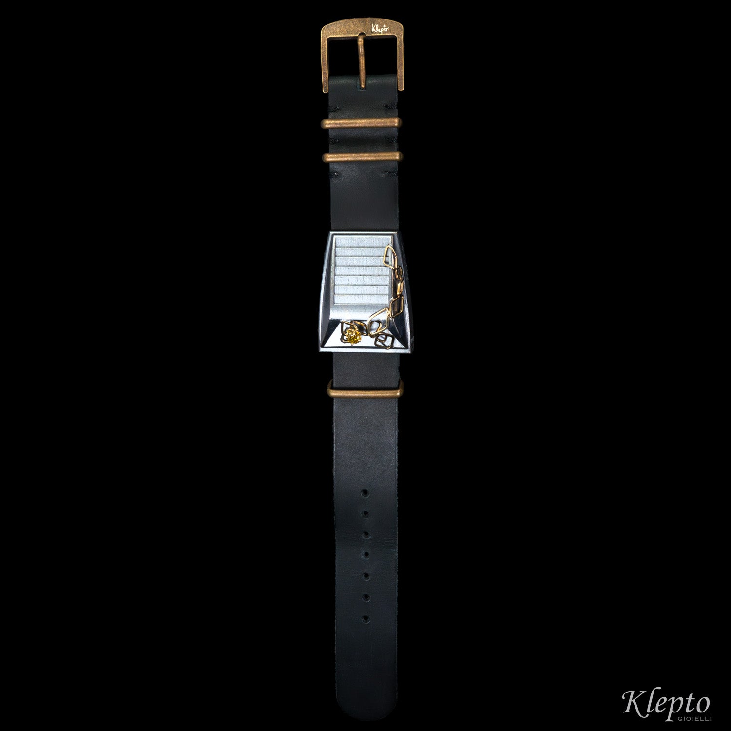 Bracciale in Argento Silnova® "Paradox" con Diamante fancy e oro giallo