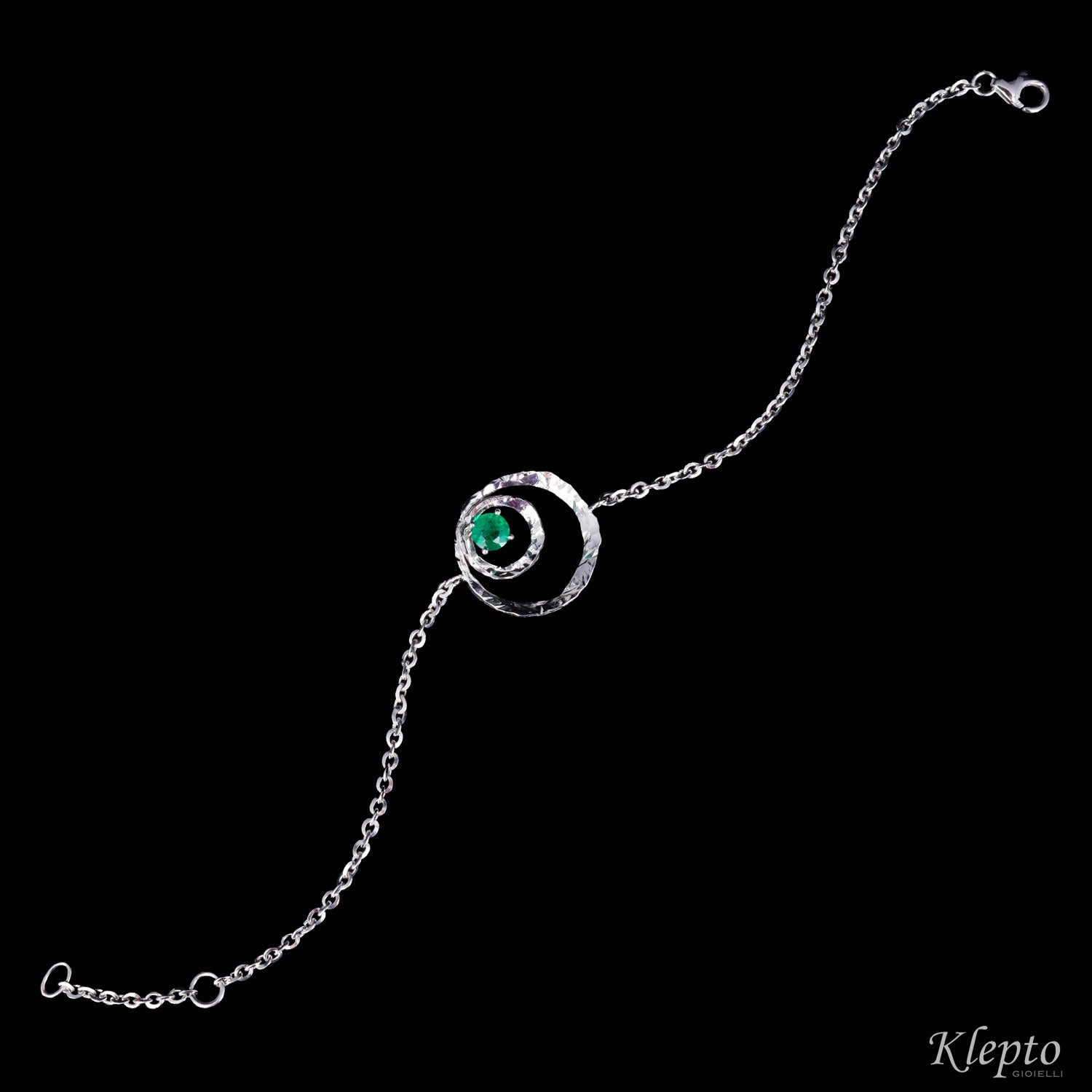 Bracciale in oro bianco "Pulsar" con Smeraldo