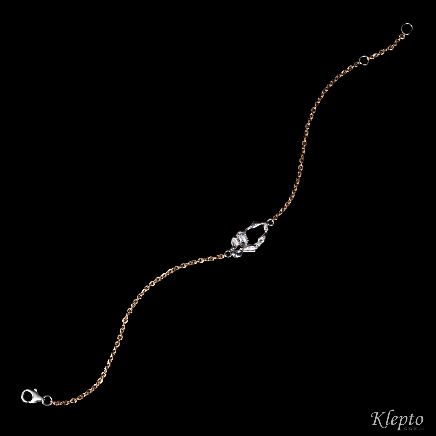 Bracciale in oro rosa e bianco "Pepita" con Diamante