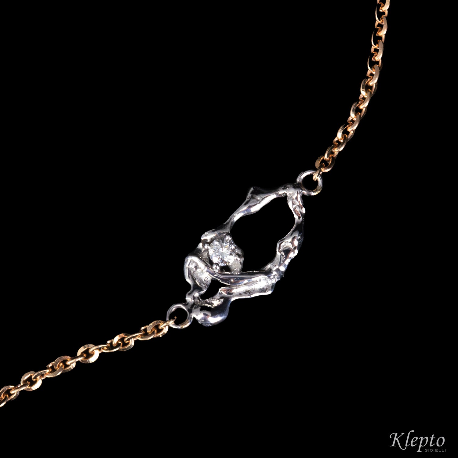 Bracciale in oro rosa e bianco "Pepita" con Diamante