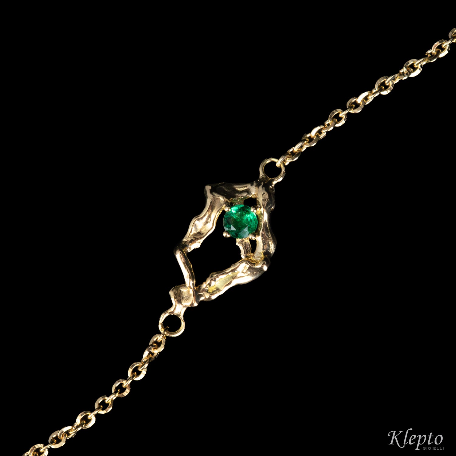 Bracciale in oro giallo "Pepita" con Smeraldo