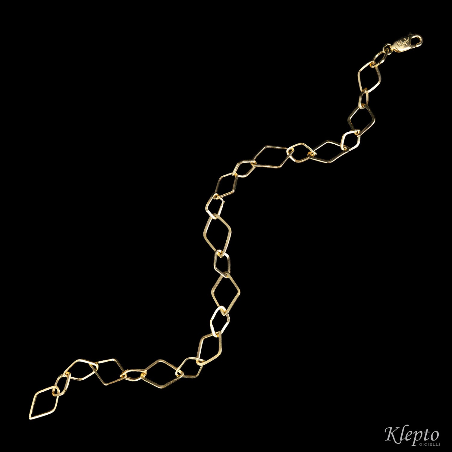 Bracciale in oro giallo ad anelli romboidali
