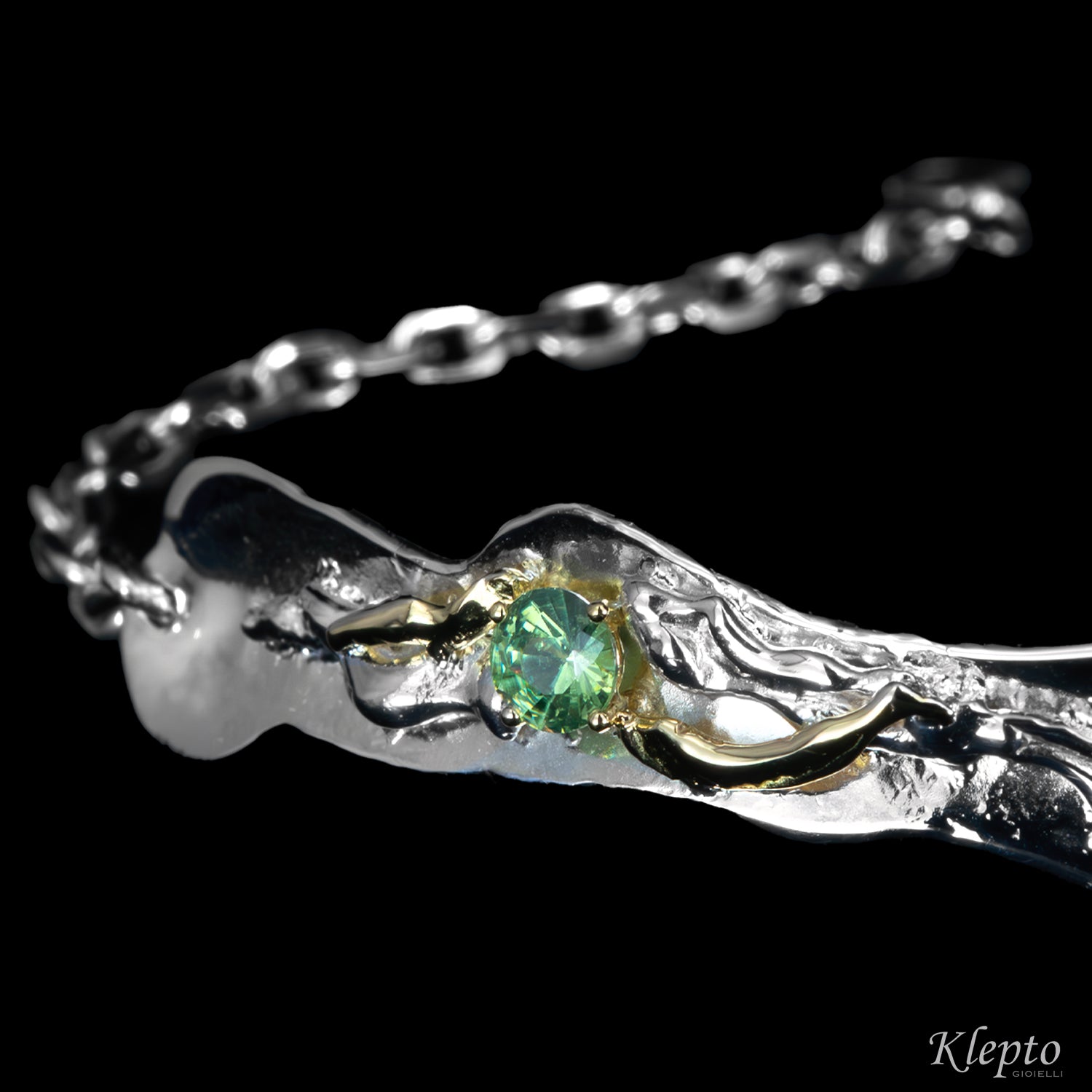 Bracciale in Argento Silnova® con Dematoide e dettagli in oro giallo