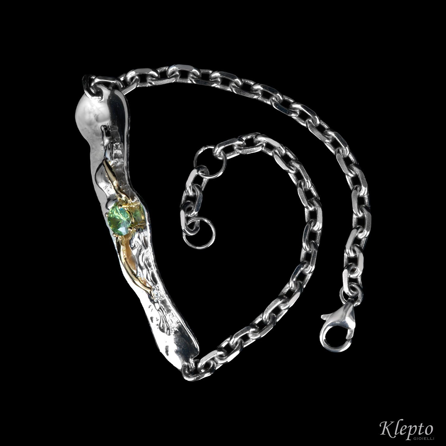 Bracciale in Argento Silnova® con Dematoide e dettagli in oro giallo