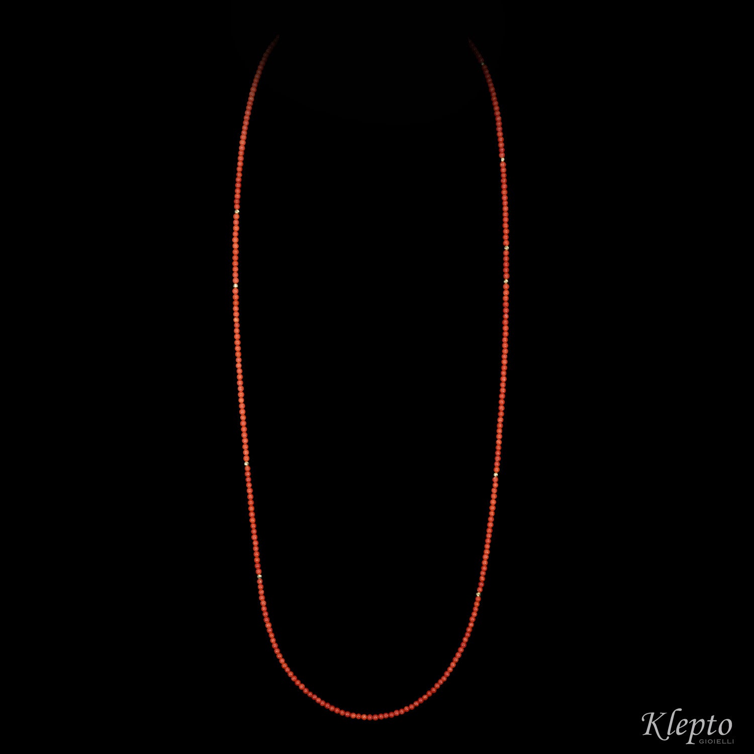Collana in oro giallo lunga con Corallo