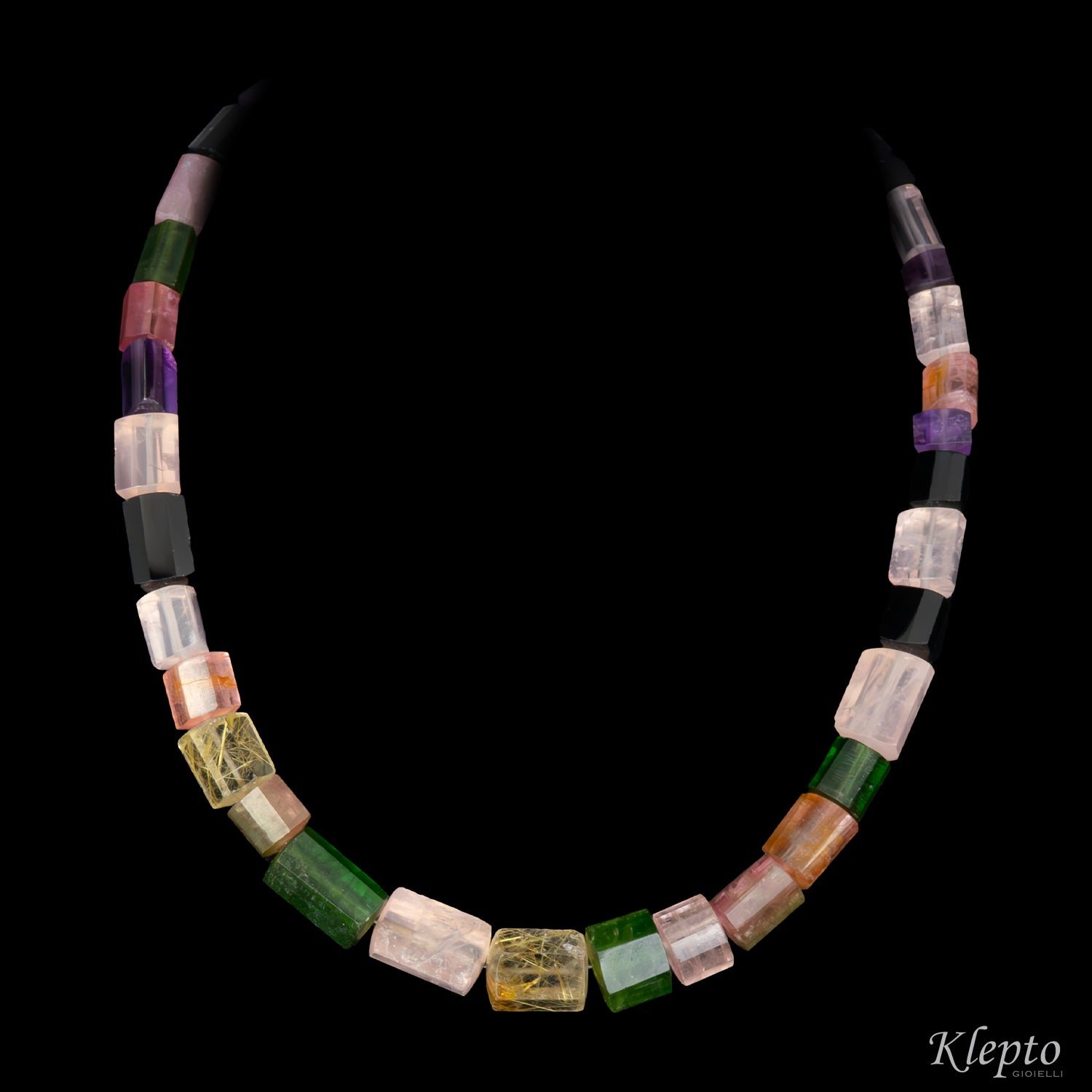 Collana girocollo con Tormaline e Quarzo rutilato