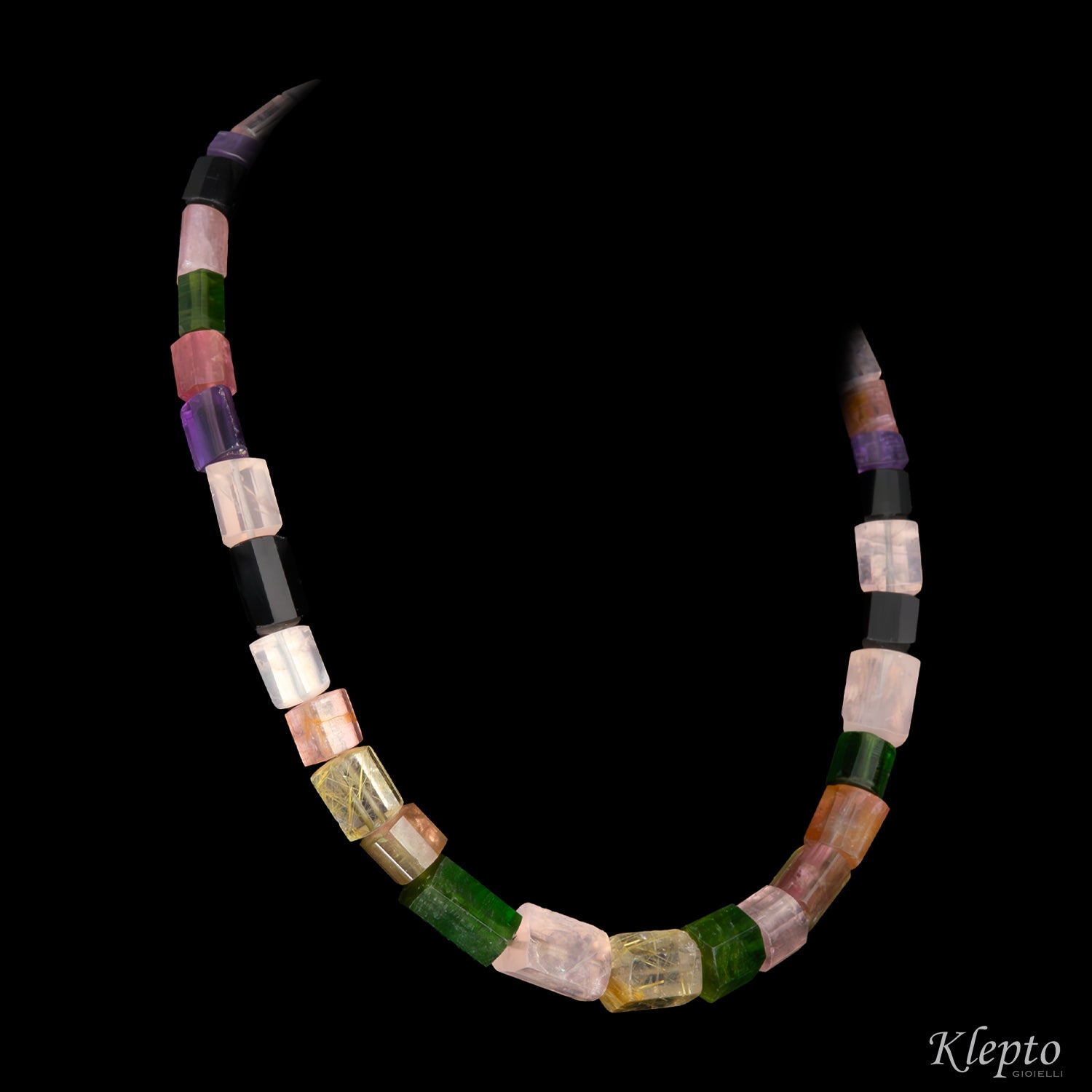 Collana girocollo con Tormaline e Quarzo rutilato