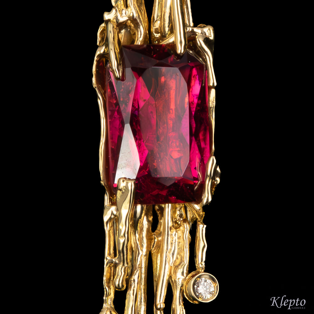 Collier in oro giallo "EroiKa" con Tormalina rossa e Diamanti