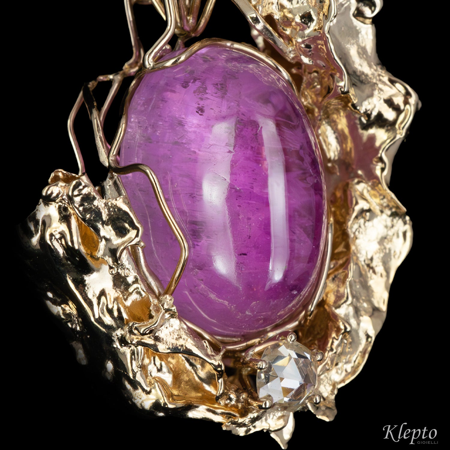 Collier in oro bianco naturale "Agape" con Kunzite e Diamante