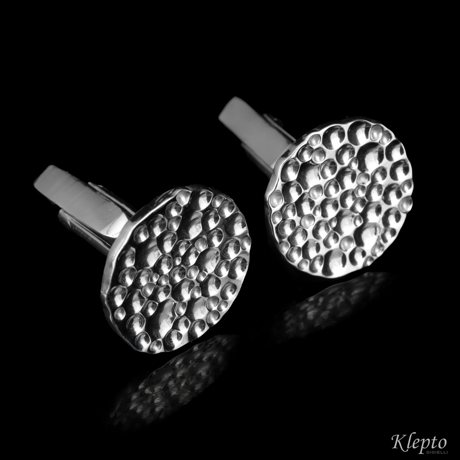 Gemelli in Argento Silnova® tondi martellati