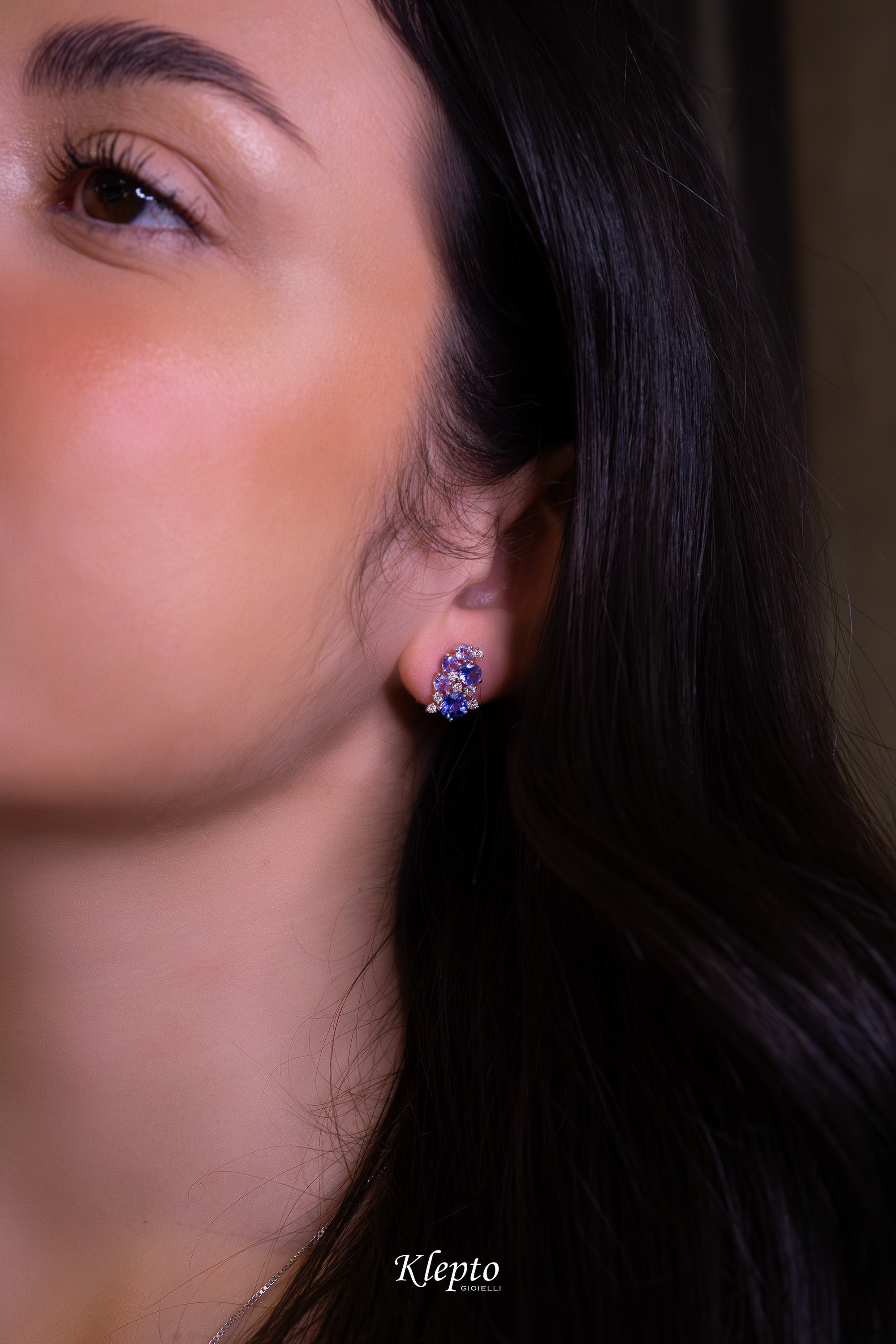 Orecchini in oro bianco con Tanzaniti e Diamanti