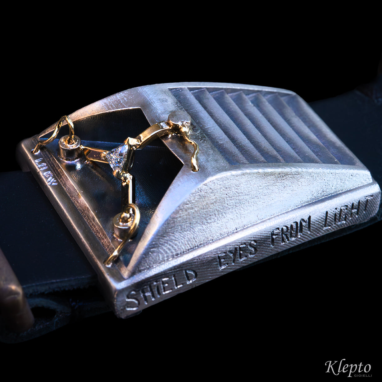 Bracciale in Argento Silnova® "Jigowatt" con Diamante trigonal e oro giallo