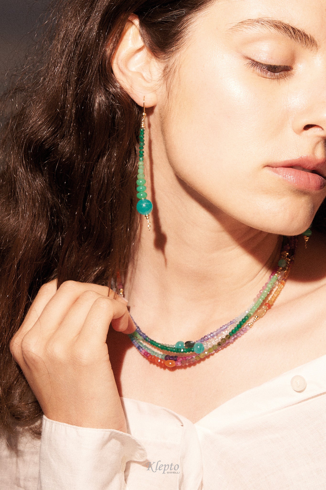 Orecchini in oro giallo Rainbow con pietre