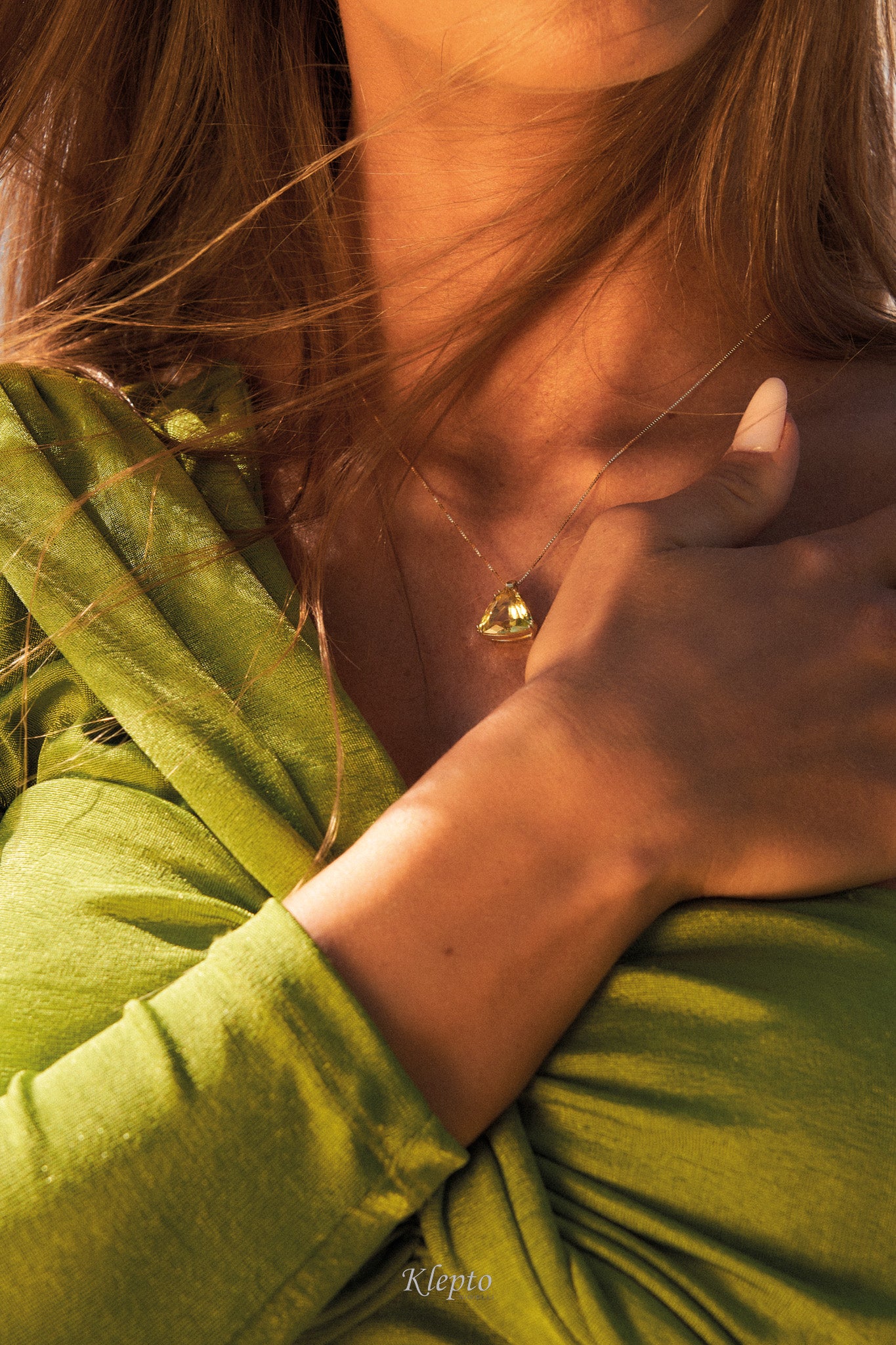 Pendente in oro giallo con Eliodoro