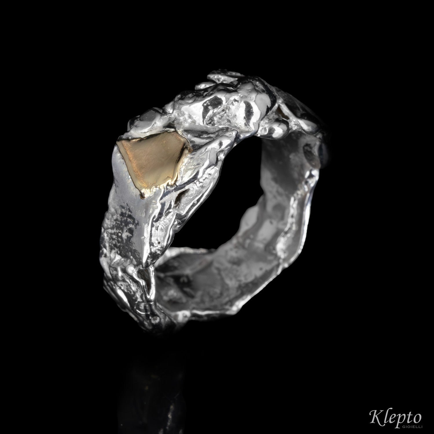 Anello in Argento Silnova® e oro giallo "Metamorfosi"