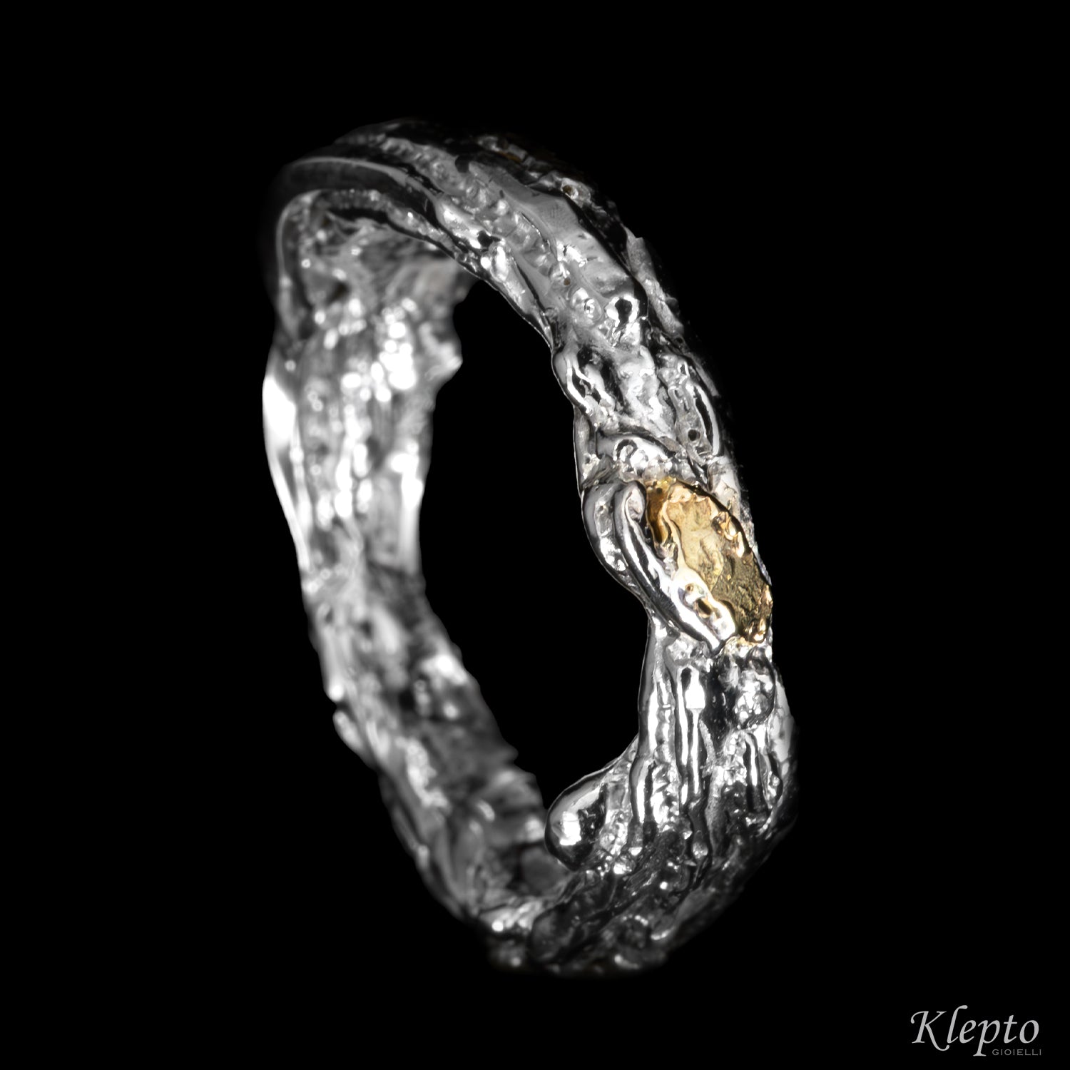Anello in Argento Silnova® e oro giallo "Metamorfosi"