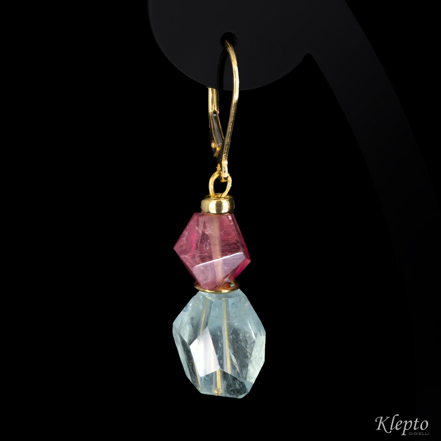 Orecchini in oro giallo con Tormaline e Acquamarine