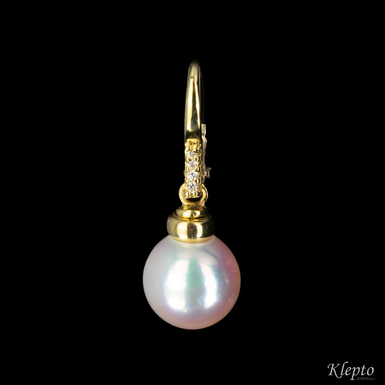 Orecchini in oro giallo con Perle Giapponesi e Diamanti