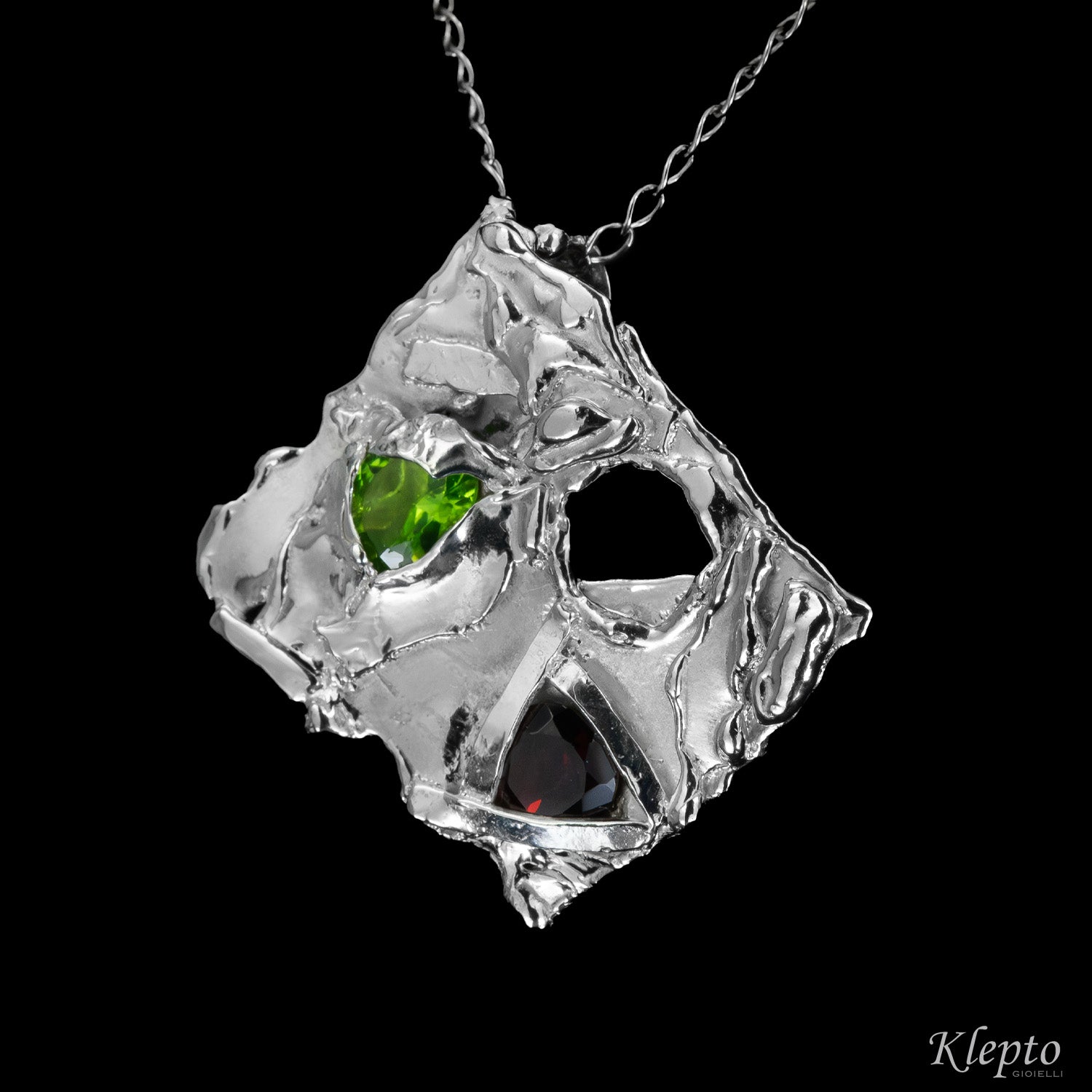 Pendente in Argento Silnova® con Peridoto e Granato