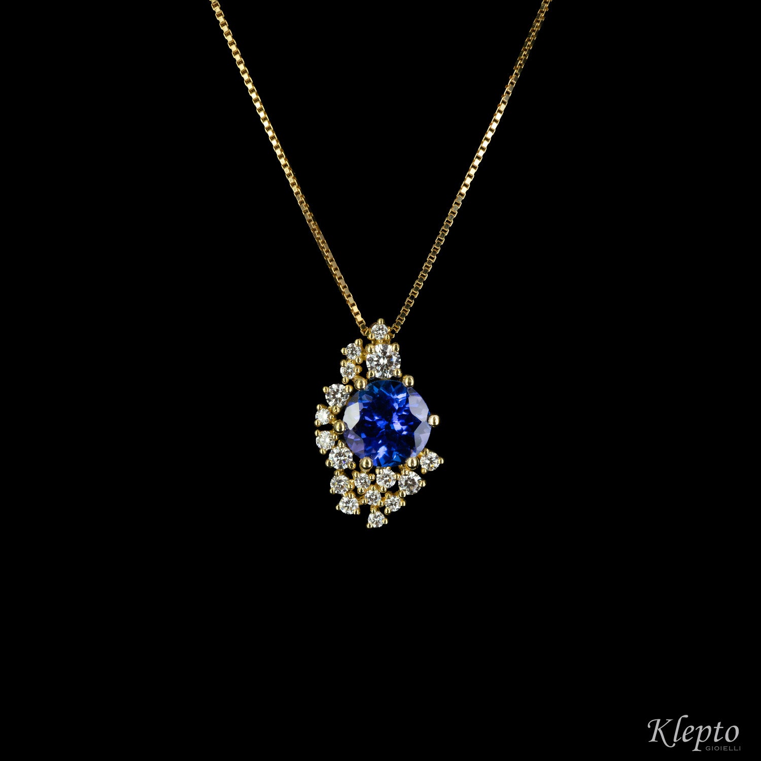 Pendente in oro giallo con Tanzanite e Diamanti