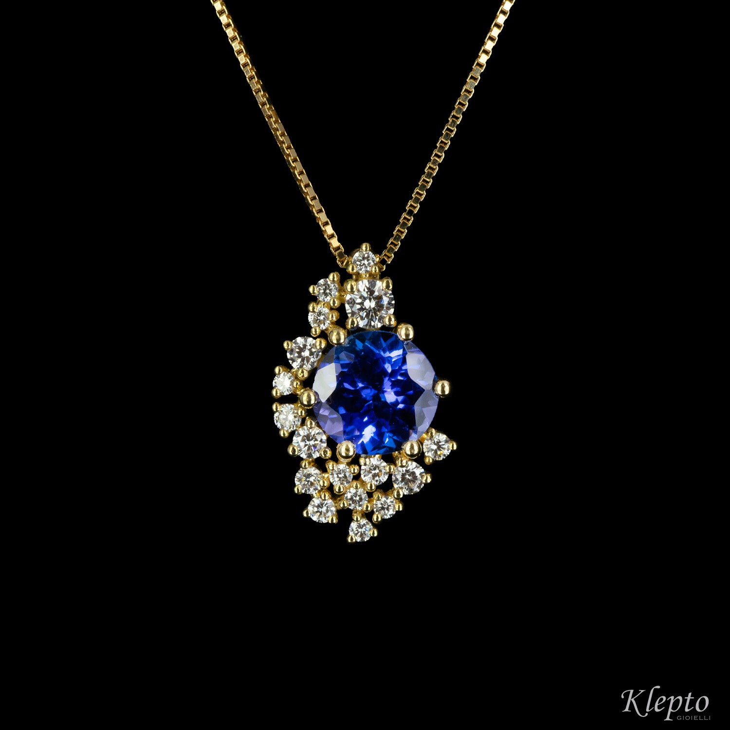 Pendente in oro giallo con Tanzanite e Diamanti