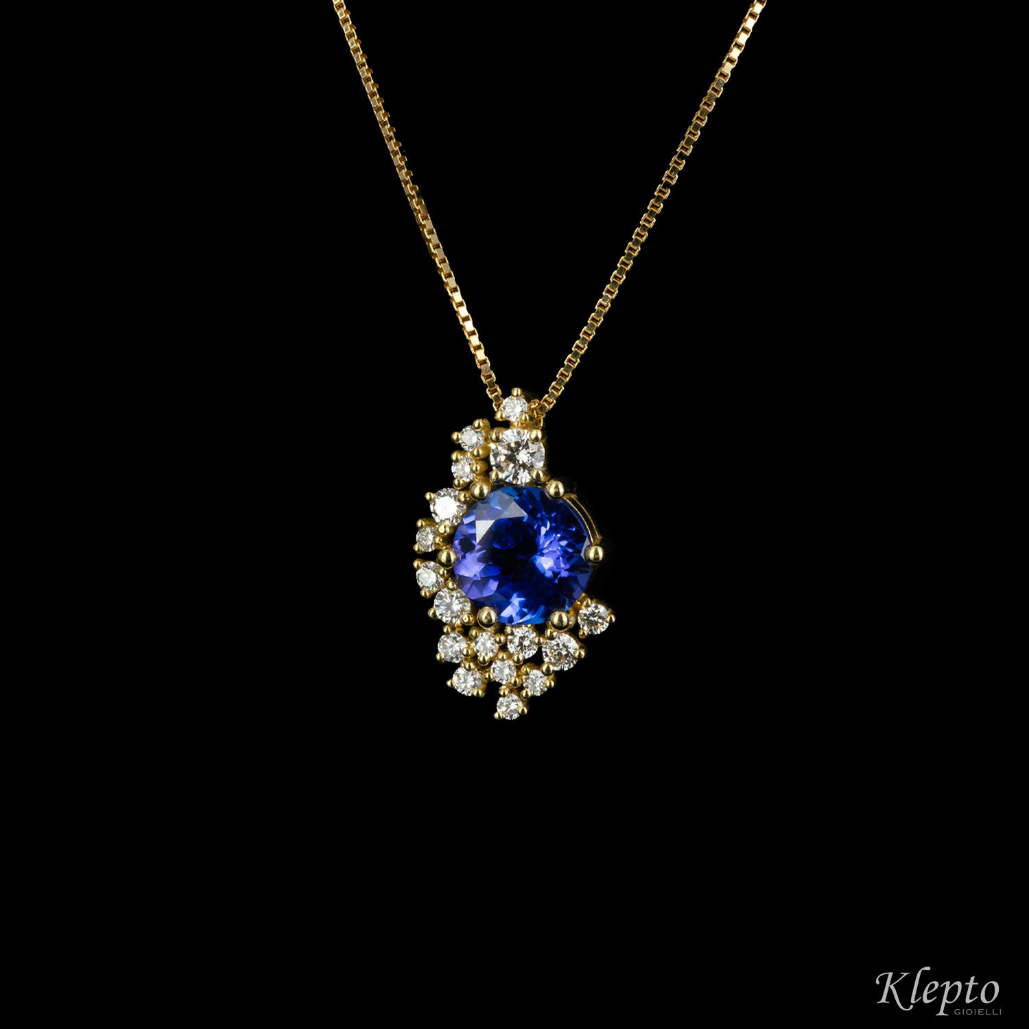 Pendente in oro giallo con Tanzanite e Diamanti