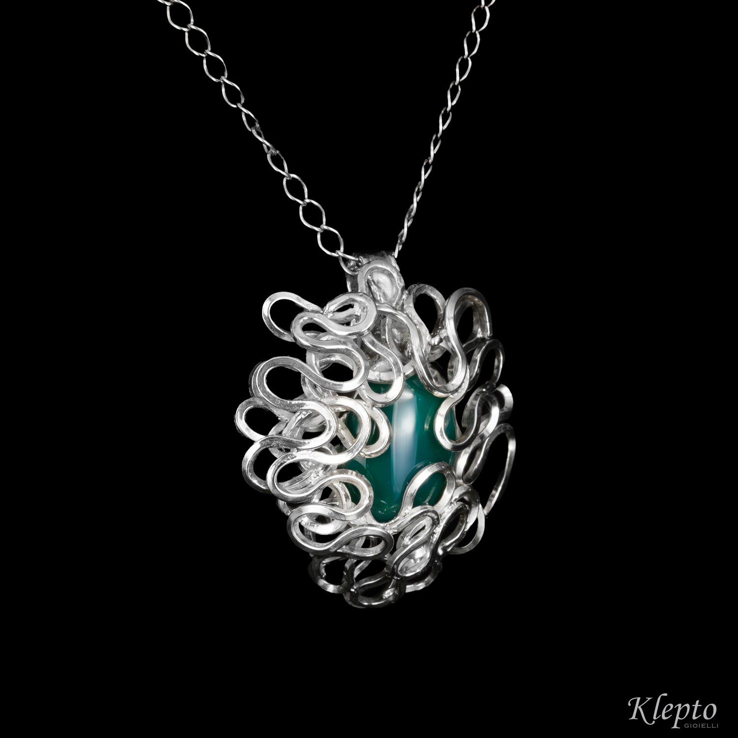 Pendente in Argento Silnova® con Agata verde