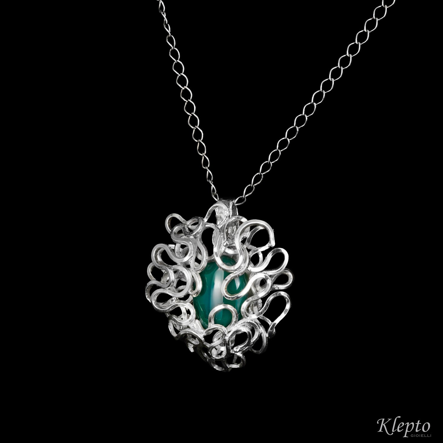 Pendente in Argento Silnova® con Agata verde