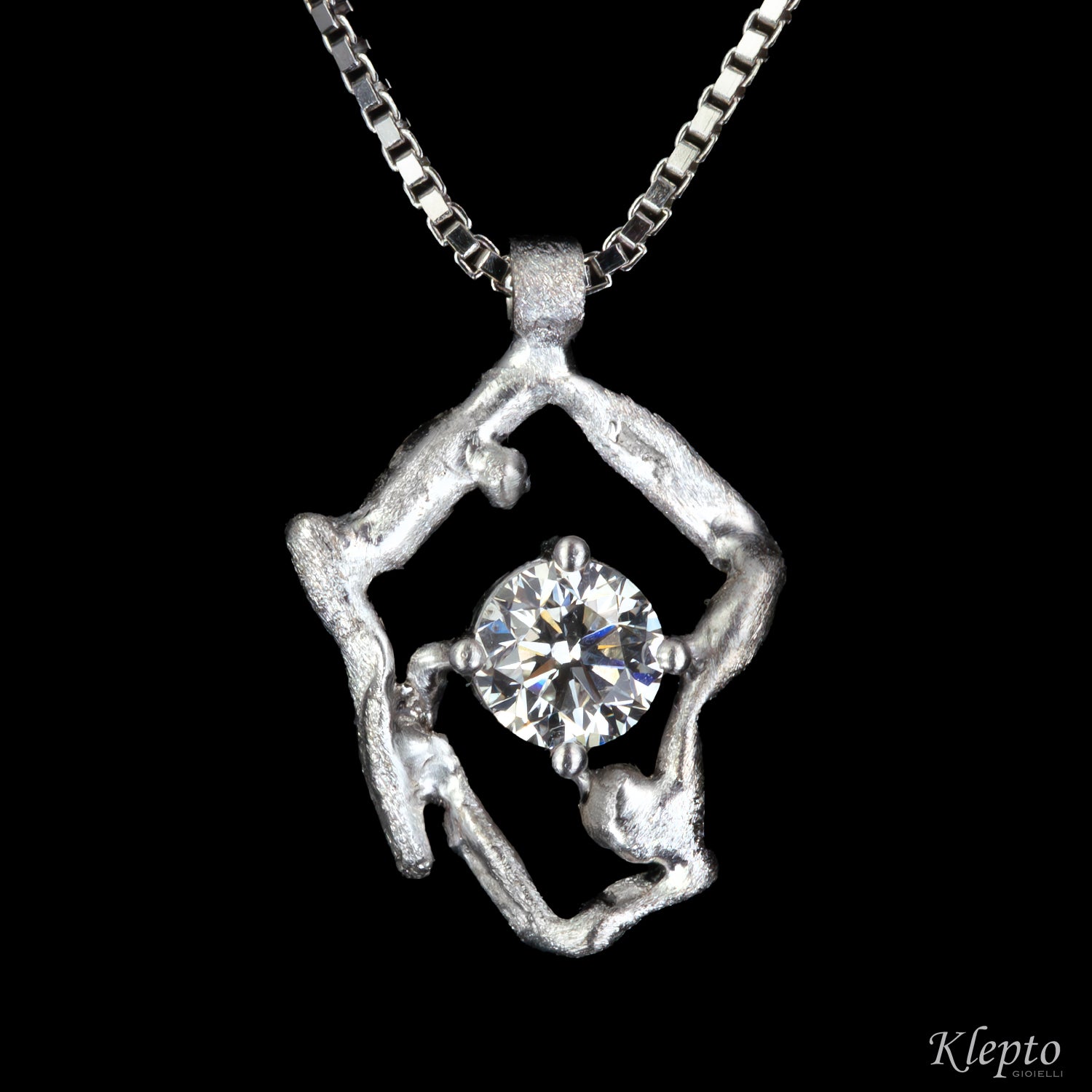 Pendente in oro bianco Pepita con Diamante