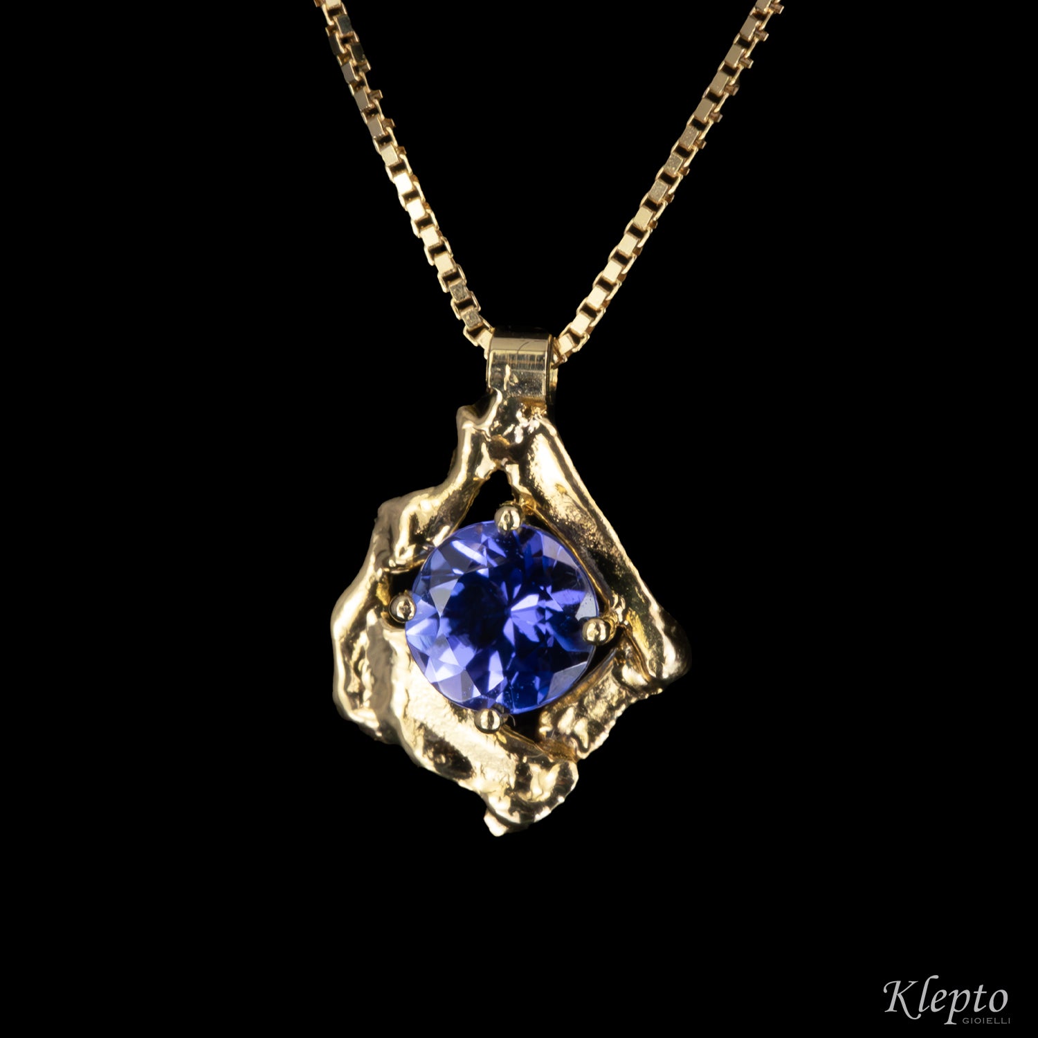 Pendente in oro giallo Pepita con Tanzanite