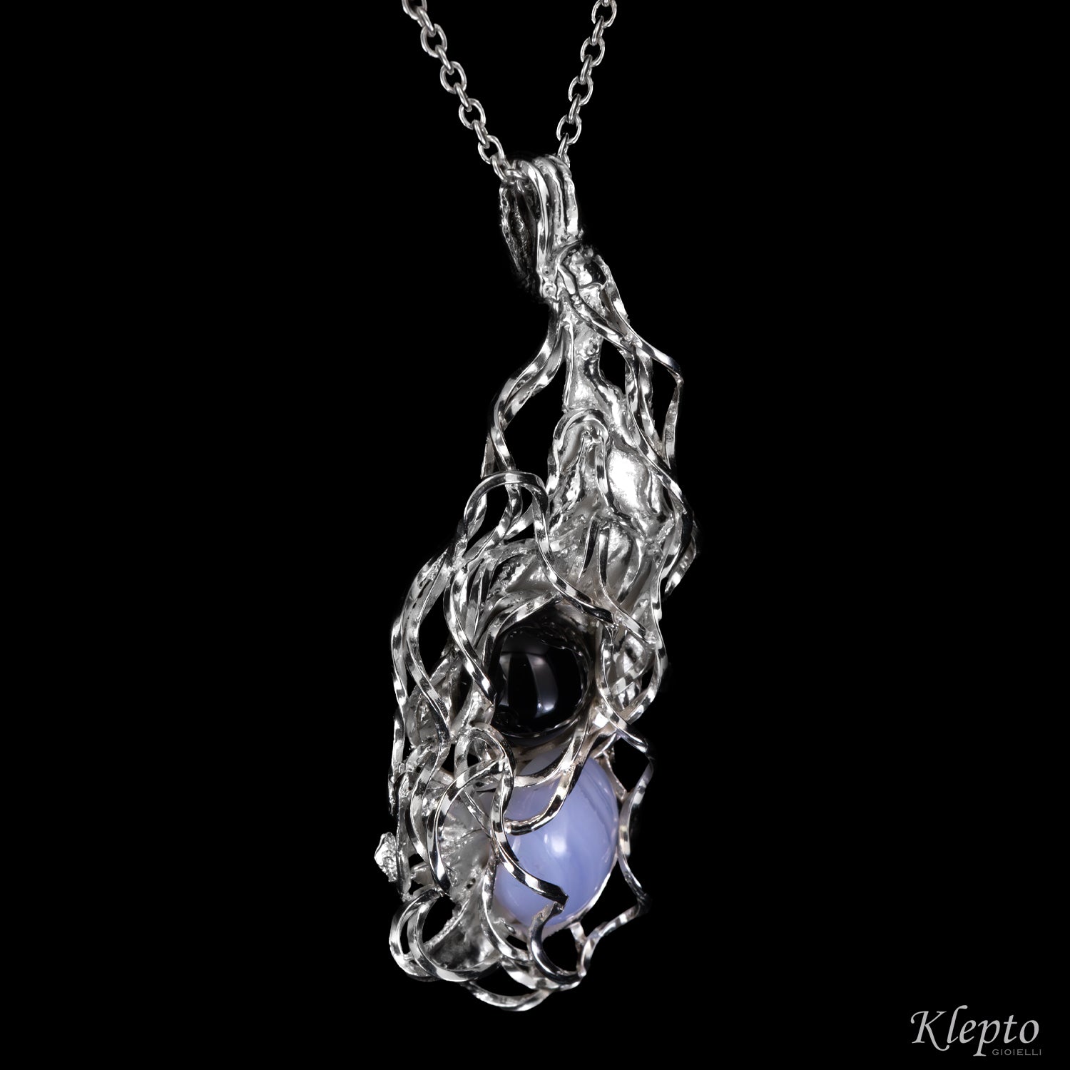 Pendente in Argento Silnova® con Onice e Calcedonio