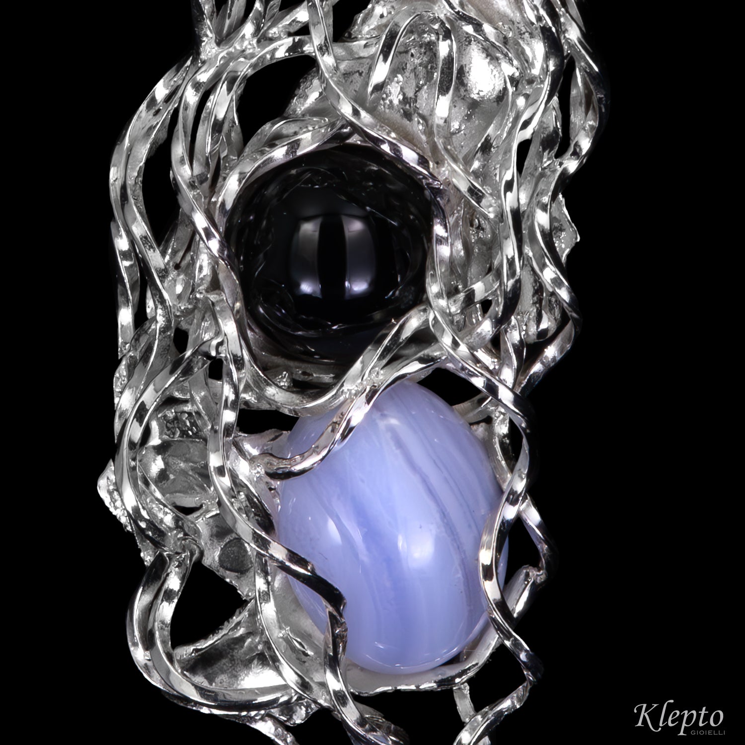 Pendente in Argento Silnova® con Onice e Calcedonio