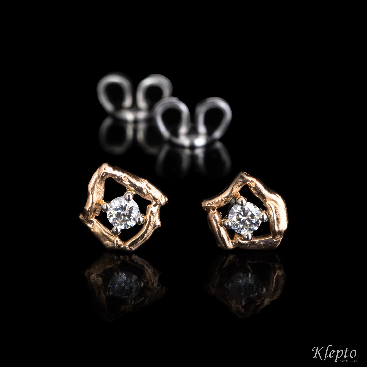 Orecchini in oro bianco e rosa con Diamanti "Pepita"