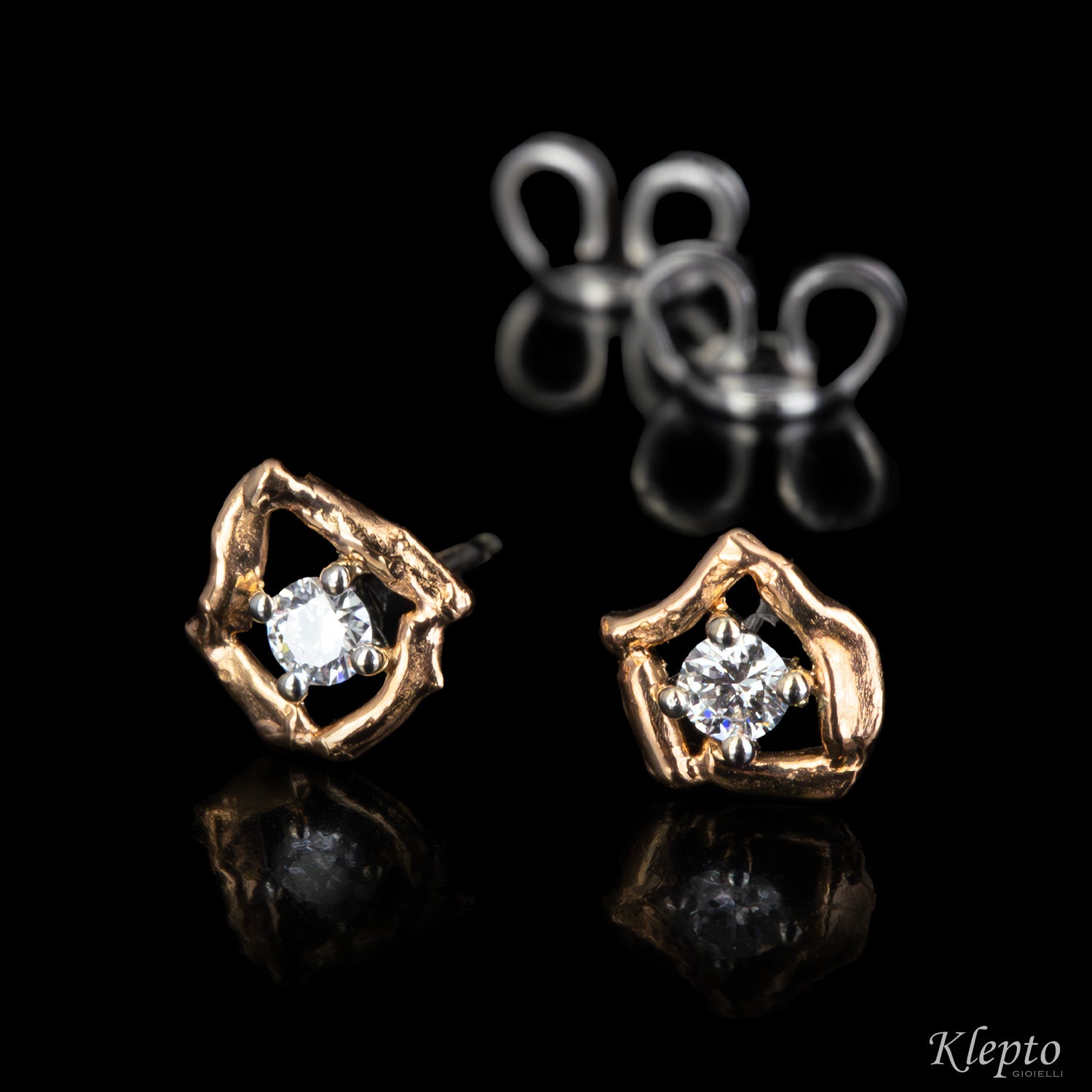 Orecchini in oro bianco e rosa con Diamanti "Pepita"