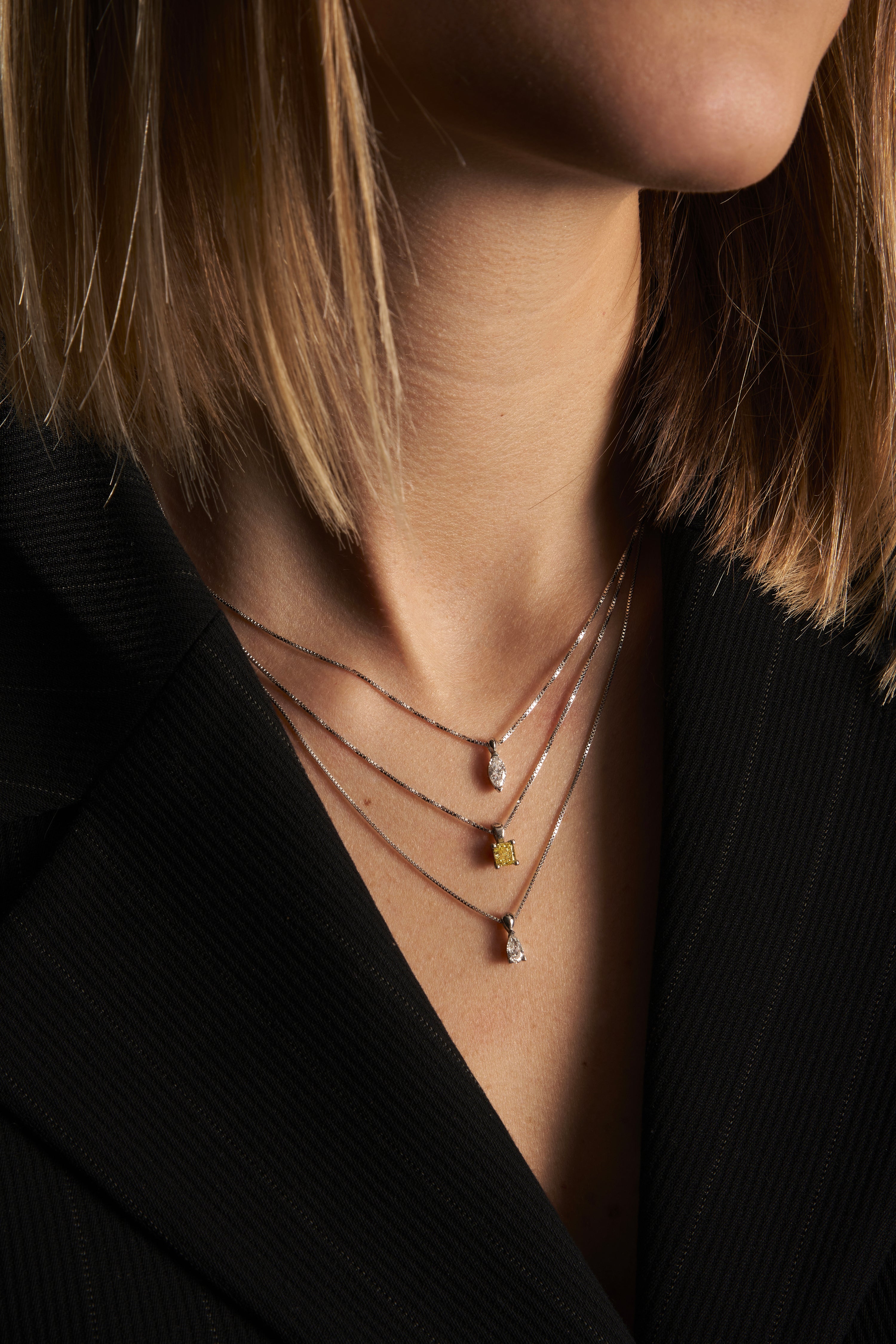 Pendente in oro bianco con Diamante Fancy