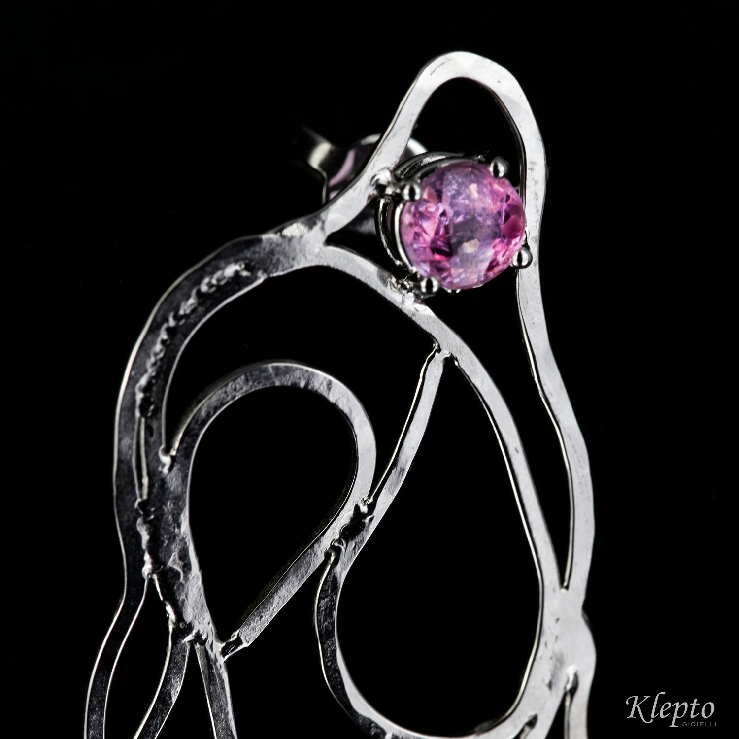 Orecchini in oro bianco con Tormaline rosa