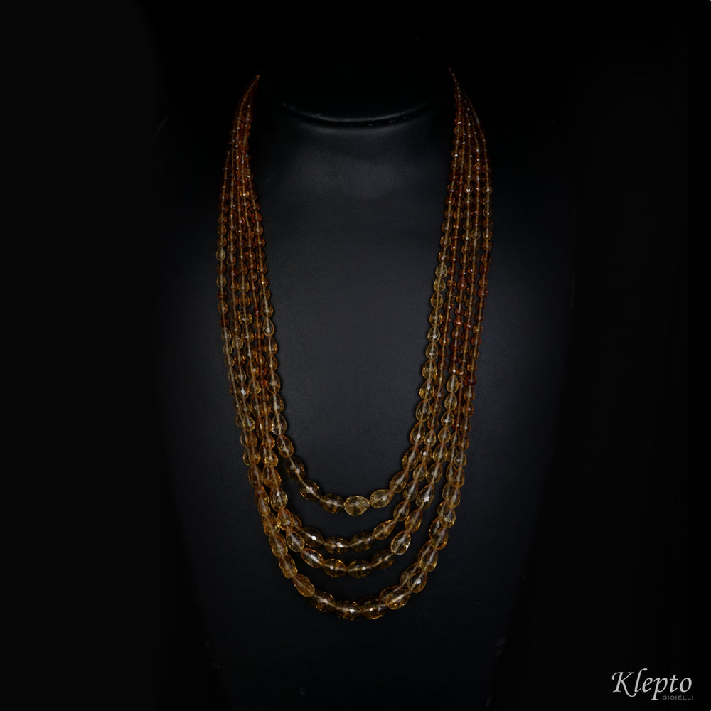 Collana multifilo con Quarzo citrino
