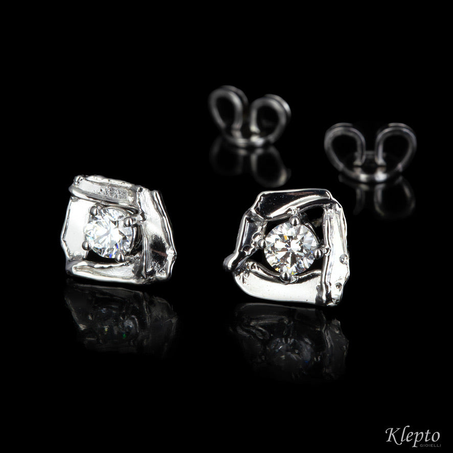 Orecchini in oro bianco Pepita con Diamanti