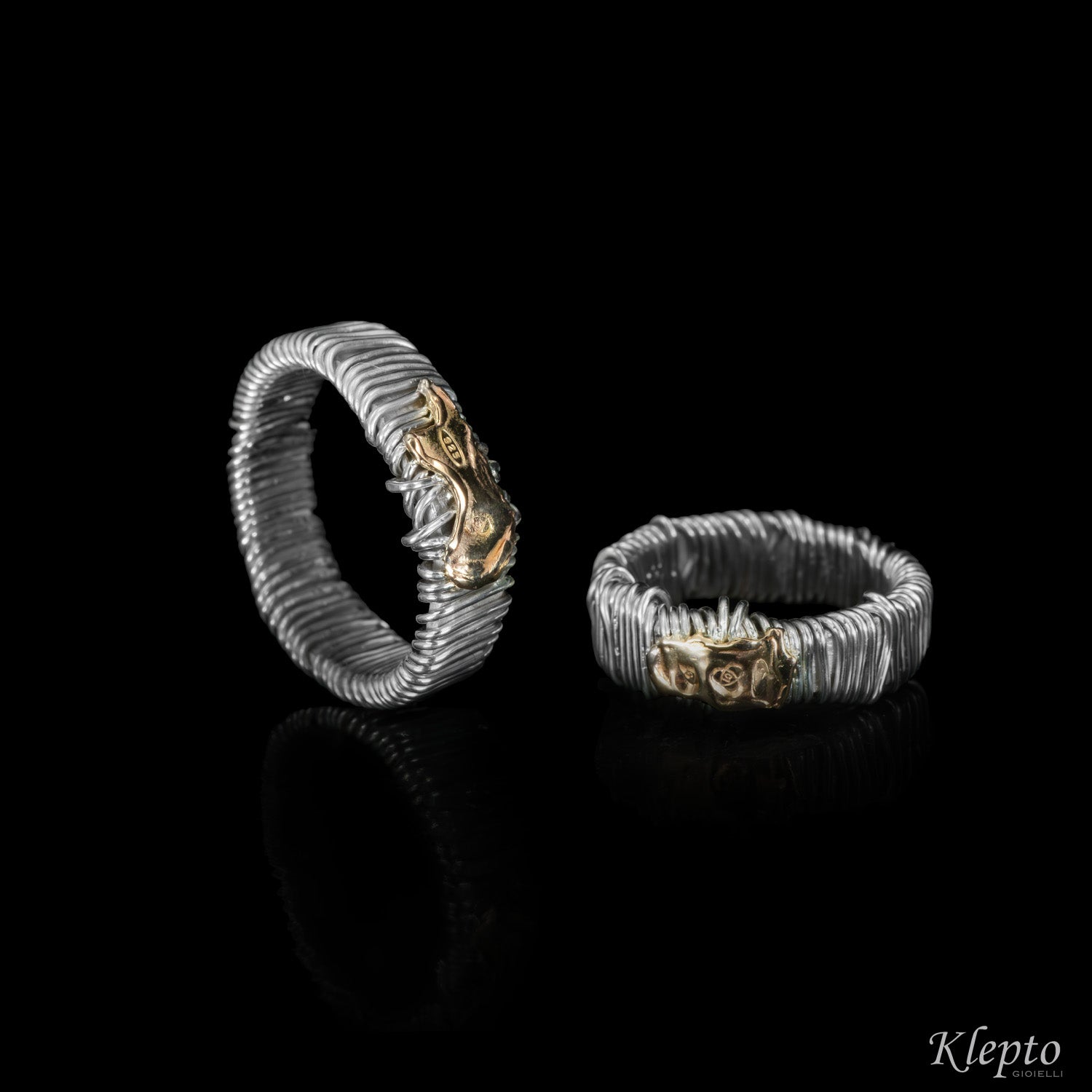 Anello in Argento Silnova® con dettagli in oro rosa