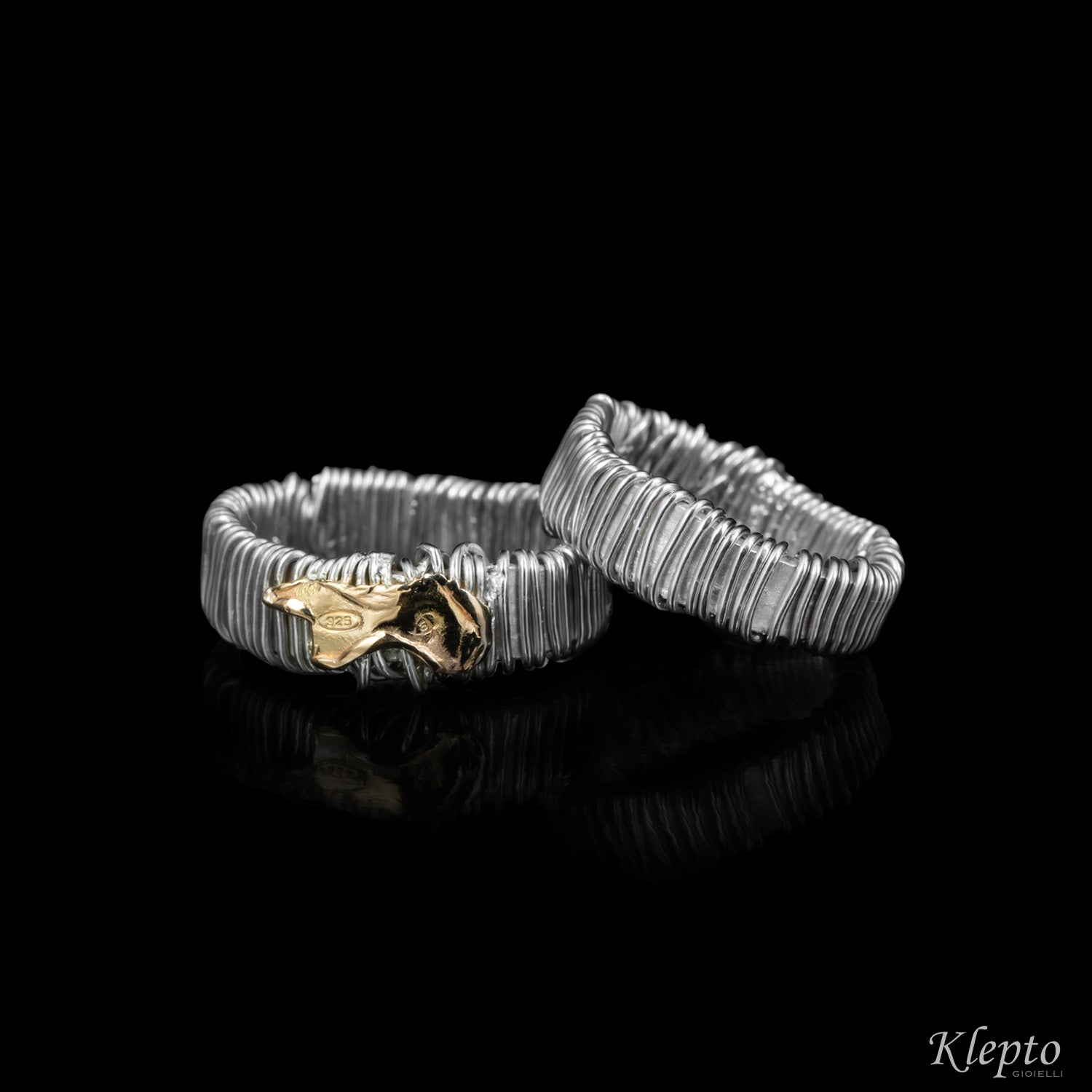 Anello in Argento Silnova® con dettagli in oro rosa