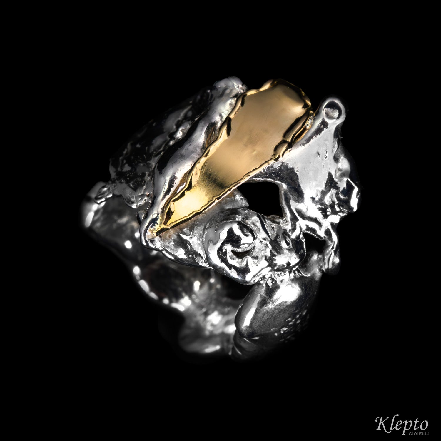 Anello in Argento Silnova® e oro giallo